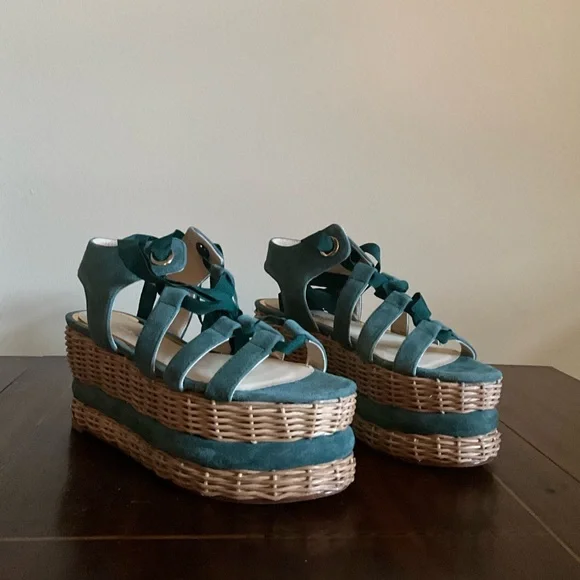 New in Box - Paloma Barcelo - Suede basket woven platform sandal - EU 39 / US 9 - Picture 2 of 7